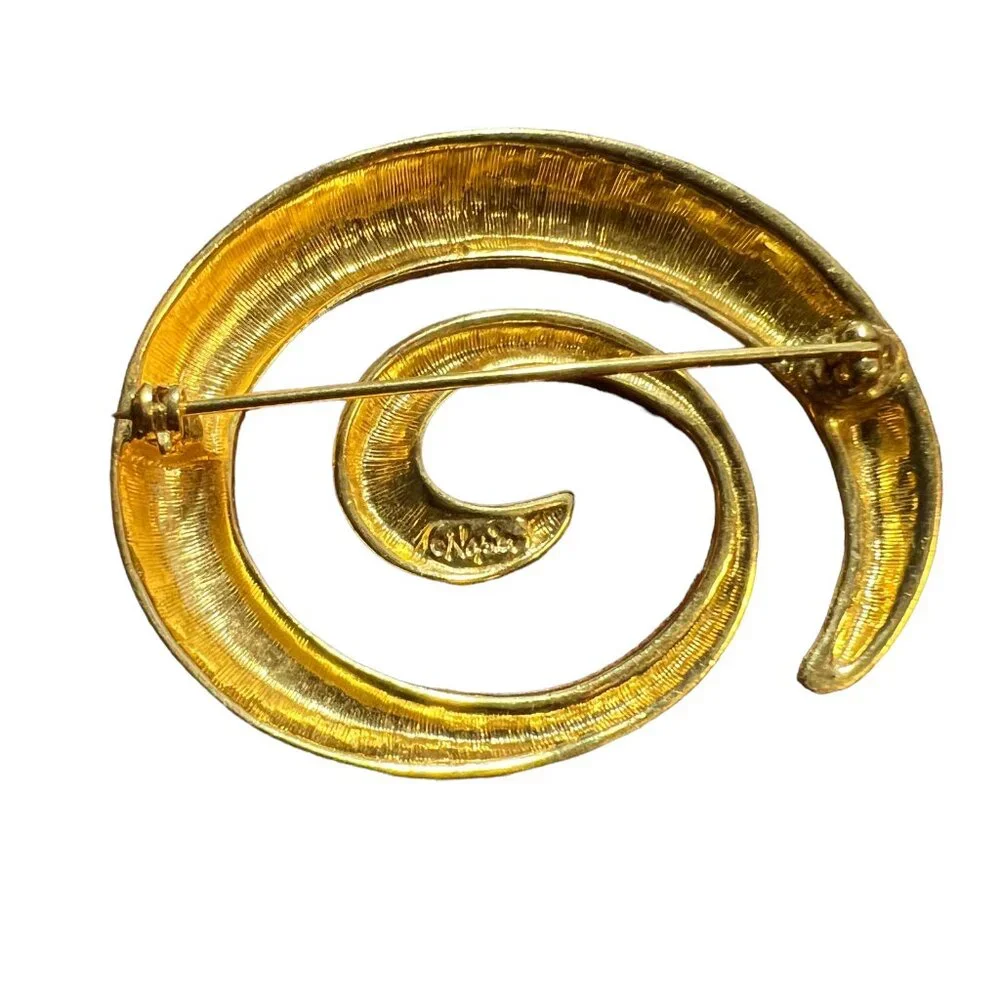 Napier Brooch Swirl‎ Circle Goldtone Vintage Swirl Pin